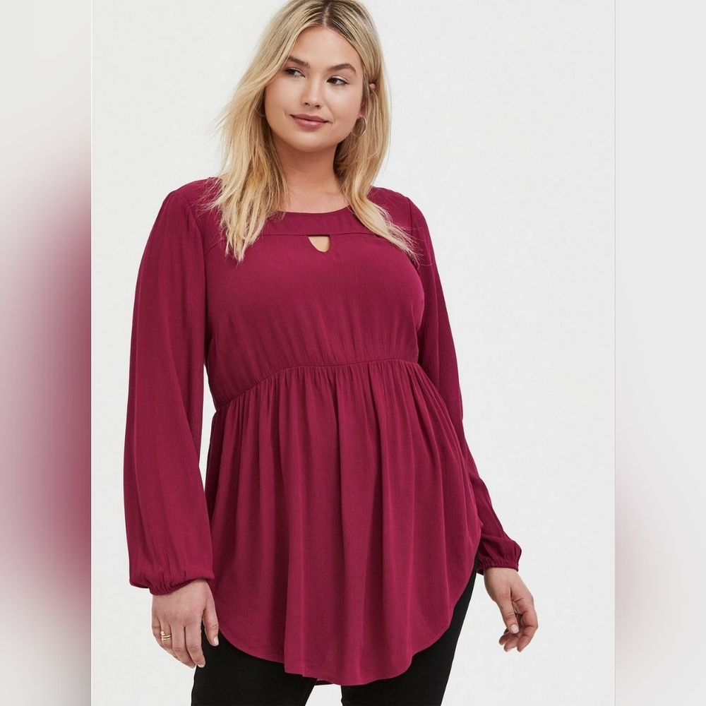 Torrid | Long Sleeve Key Hole Tunic Top Maroon Size 0X